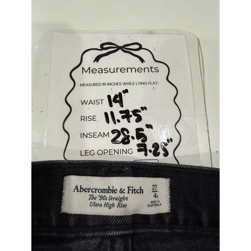 Abercrombie & Fitch Black The 90s Straight Ultra High Rise Jeans Raw Hem 27 4R - Picture 8 of 8